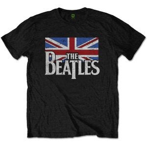 The Beatles - Drop T Logo & Vintage Flag Uni Bl ryhmässä Minishops / Beatles @ Bengans Skivbutik AB (3924020r)