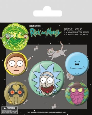 Rick and Morty - Rick and Morty (Heads) Badge Pack ryhmässä MERCH @ Bengans Skivbutik AB (3944346)