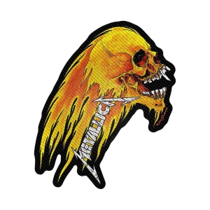 Metallica - Flaming Skull Cut Out Standard Patch ryhmässä MERCH @ Bengans Skivbutik AB (3946356)