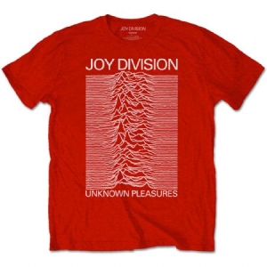 Joy Division - Joy Division Unisex Tee : Unknown Pleasures White On Red ryhmässä Minishops / Joy Division @ Bengans Skivbutik AB (4080862r)