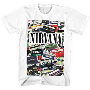 Nirvana - Cassettes Uni Wht T-Shirt ryhmässä Minishops / Nirvana @ Bengans Skivbutik AB (4084207r)