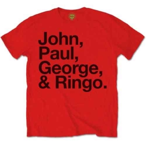 Beatles - John Paul George & Ringo Uni Red T-Shirt ryhmässä Minishops / Beatles @ Bengans Skivbutik AB (4084758r)