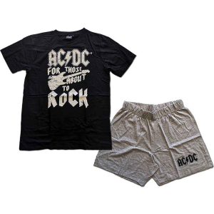 Ac/Dc - Ftatr Guitar Uni Bl/Grey Summer Pyjamas: ryhmässä Minishops / AC/DC @ Bengans Skivbutik AB (4139474r)