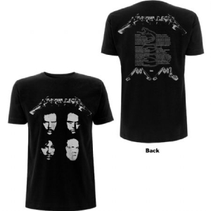 Metallica - Unisex T-Shirt: 4 Faces (Back Print) ryhmässä MERCH @ Bengans Skivbutik AB (4267930r)