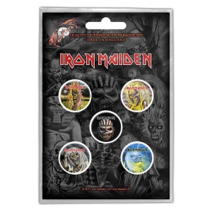 Iron Maiden - The Faces Of Eddie Button Badge Pack ryhmässä MERCH @ Bengans Skivbutik AB (4271712)