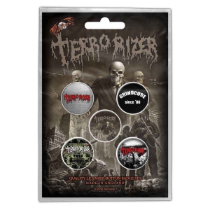 Terrorizer - Caustic Attack Retail Packed Button Badg ryhmässä MERCH @ Bengans Skivbutik AB (4271721)