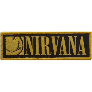 Nirvana - Logo & Smiley Bordered Woven Patch ryhmässä Minishops / Nirvana @ Bengans Skivbutik AB (4294314)