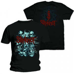 Slipknot - Masks 2 (Small) Unisex Back Print T-Shirt ryhmässä Minishops / Slipknot @ Bengans Skivbutik AB (4303354)