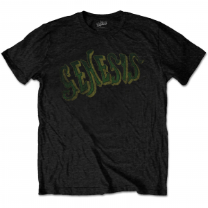 Genesis - Vintage Logo Green (Small) Unisex Black T-Shirt ryhmässä MERCH @ Bengans Skivbutik AB (4304073)