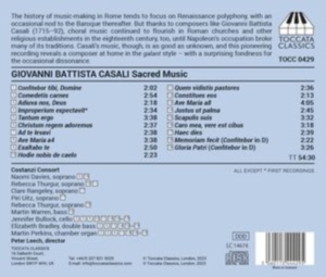Casali Giovanni Battista - Sacred Music From Eighteenth-Centur ryhmässä CD @ Bengans Skivbutik AB (5506118)