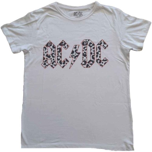 Ac/Dc - Mono Leopard Print Logo Lady Wht ryhmässä MERCH / Minsishops-merch / Ac/Dc @ Bengans Skivbutik AB (5525427r)