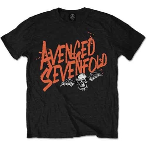 Avenged Sevenfold - Orange Splatter Logo Uni Bl ryhmässä MERCH / T-paita / Rockoff_Nya April24 @ Bengans Skivbutik AB (5526503r)