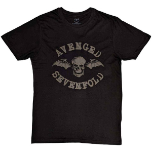 Avenged Sevenfold - Classic Deathbat Hi-Build Uni Bl ryhmässä MERCH / T-paita / Rockoff_Nya April24 @ Bengans Skivbutik AB (5526512r)