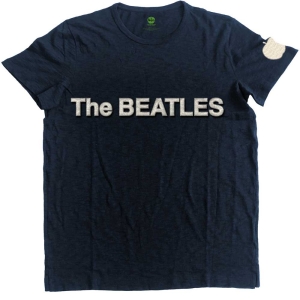 The Beatles - Logo & Apple App Slub Uni Navy ryhmässä MERCH / T-paita / Rockoff_Nya April24 @ Bengans Skivbutik AB (5527415r)