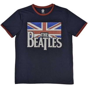 The Beatles - Drop T Logo & Vintage Flag Ringer Uni Na ryhmässä MERCH / T-paita / Rockoff_Nya April24 @ Bengans Skivbutik AB (5527436r)