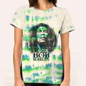 Bob Marley - B&W Logo Uni Wht Dip-Dye ryhmässä MERCHANDISE / T-paita / Reggae @ Bengans Skivbutik AB (5529833r)