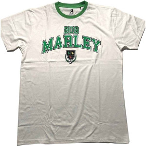 Bob Marley - Collegiate Crest Ringer Uni Wht ryhmässä MERCHANDISE / T-paita / Reggae @ Bengans Skivbutik AB (5529846r)