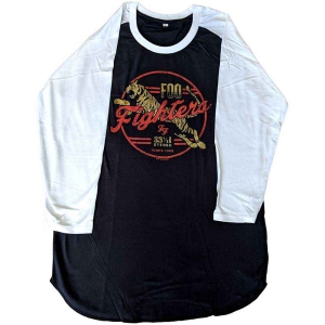 Foo Fighters - Tiger Uni Bl/Wht Raglan: ryhmässä MERCH / T-paita / Rockoff_Nya April24 @ Bengans Skivbutik AB (5531568r)