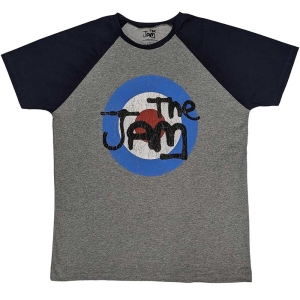 The Jam - Vintage Logo Uni Grey/Navy Raglan: ryhmässä MERCH / T-paita / Rockoff_Nya April24 @ Bengans Skivbutik AB (5532679r)