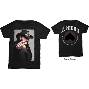 Lemmy - Pointing Photo Uni Bl ryhmässä MERCH / T-paita / Rockoff_Nya April24 @ Bengans Skivbutik AB (5532712r)