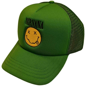 Nirvana - Logo & Smiley Green Mesh-Back C ryhmässä MERCHANDISE / Merch / Hårdrock @ Bengans Skivbutik AB (5532978)