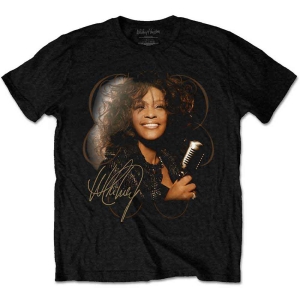 Whitney Houston - Vintage Mic Photo Uni Bl ryhmässä MERCHANDISE / T-paita / Pop-Rock @ Bengans Skivbutik AB (5533472r)