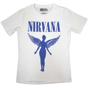 Nirvana - Angelic Blue Mono Lady Wht ryhmässä MERCHANDISE / T-paita / Heavy Metal @ Bengans Skivbutik AB (5534157r)