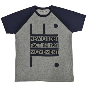 New Order - Movement Grey/Navy Raglan T-Shirt ryhmässä MERCH / T-paita / Rockoff_Nya April24 @ Bengans Skivbutik AB (5535337r)