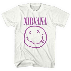 Nirvana - Purple Smiley Uni Wht ryhmässä MERCH / T-paita / Rockoff_Nya April24 @ Bengans Skivbutik AB (5535351r)