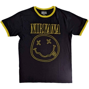 Nirvana - Outline Smiley Ringer Uni Bl ryhmässä MERCH / T-paita / Rockoff_Nya April24 @ Bengans Skivbutik AB (5535362r)