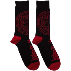 Judas Priest - Trident Emblem Uni Bl Socks (Eu 40-45) ryhmässä MERCHANDISE / Merch / Hårdrock @ Bengans Skivbutik AB (5536134)