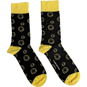 Nirvana - Outline Simleys Uni Bl Socks (Eu 40-45) ryhmässä MERCHANDISE / Merch / Hårdrock @ Bengans Skivbutik AB (5536154)