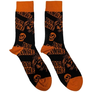 Rob Zombie - Skull Face Orange Uni Bl Socks (Eu 40-45 ryhmässä MERCHANDISE / Merch / Hårdrock @ Bengans Skivbutik AB (5536184)