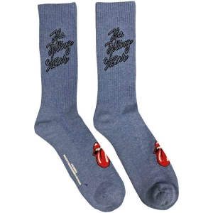 Rolling Stones - Script Logo Uni Blue Socks (Eu 40-45) ryhmässä MERCHANDISE / Merch / Pop-Rock @ Bengans Skivbutik AB (5536193)