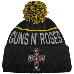 Guns N Roses - Cross Bl Bobble Beanie H ryhmässä MERCHANDISE @ Bengans Skivbutik AB (5536451)