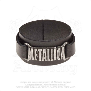 Metallica - Logo Leather Wriststrap ryhmässä MERCHANDISE / Merch / Hårdrock @ Bengans Skivbutik AB (5536889)