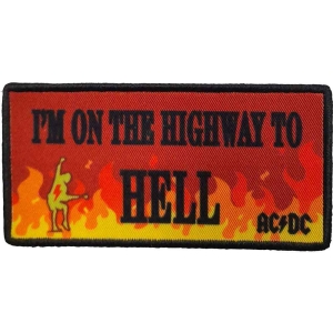 Ac/Dc - Highway To Hell Flames Printed Patch ryhmässä MERCHANDISE @ Bengans Skivbutik AB (5537664)