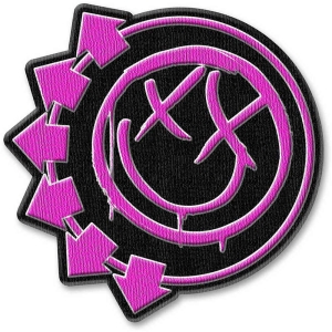 Blink-182 - Pink Neon Six Arrows Smiley Woven Patch ryhmässä MERCHANDISE @ Bengans Skivbutik AB (5537764)