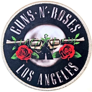 Guns N Roses - Los Angeles Silver Printed Patch ryhmässä MERCHANDISE / Merch / Hårdrock @ Bengans Skivbutik AB (5537945)