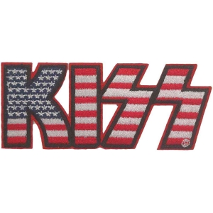 Kiss - American Flag Logo Woven Patch ryhmässä MERCHANDISE / Merch / Hårdrock @ Bengans Skivbutik AB (5538046)