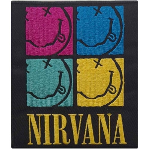 Nirvana - Smiley Squares Woven Patch ryhmässä MERCHANDISE / Merch / Hårdrock @ Bengans Skivbutik AB (5538222)