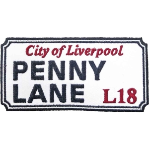 Rock Off - Penny Lane Liverpool Sign Woven Patch ryhmässä MERCHANDISE @ Bengans Skivbutik AB (5538347)