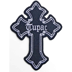 Tupac - Cross Woven Patch ryhmässä MERCHANDISE / Merch / Hip Hop-Rap @ Bengans Skivbutik AB (5538588)