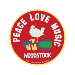 Woodstock - Peace Love Music Standard Patch ryhmässä MERCHANDISE / Merch / Pop-Rock @ Bengans Skivbutik AB (5538621)