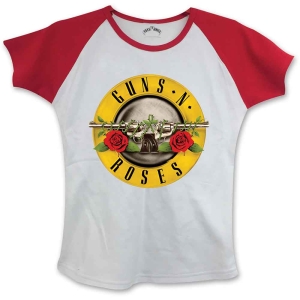 Guns N Roses - Circle Logo Lady Wht/Red S/S Raglan:  S ryhmässä MERCHANDISE / T-paita / Hårdrock @ Bengans Skivbutik AB (5541709)