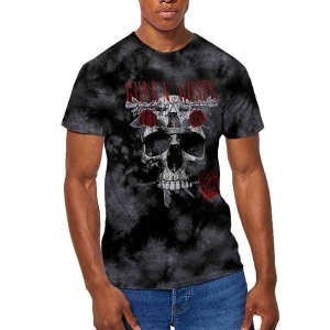 Guns N Roses - Flower Skull Uni Grey Dip-Dye ryhmässä MERCHANDISE / T-paita / Hårdrock @ Bengans Skivbutik AB (5542308r)