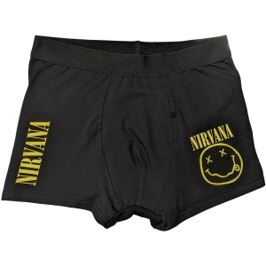 Nirvana - Yellow Smiley Uni Bl Boxers: ryhmässä MERCHANDISE / Merch / Hårdrock @ Bengans Skivbutik AB (5542958r)