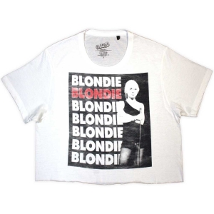 Blondie - Stacked Logo Lady Wht Crop Top: ryhmässä MERCHANDISE / T-paita / Pop-Rock @ Bengans Skivbutik AB (5543152r)