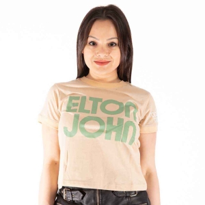 Elton John - Retro Text Ringer Lady Sand Crop Top: ryhmässä MERCHANDISE / T-paita / Pop-Rock @ Bengans Skivbutik AB (5543155r)