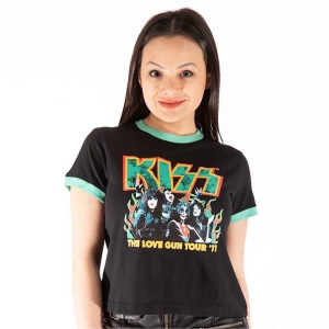 Kiss - St Paddy's Ringer Lady Bl Crop Top: ryhmässä MERCHANDISE / T-paita / Hårdrock @ Bengans Skivbutik AB (5543165r)